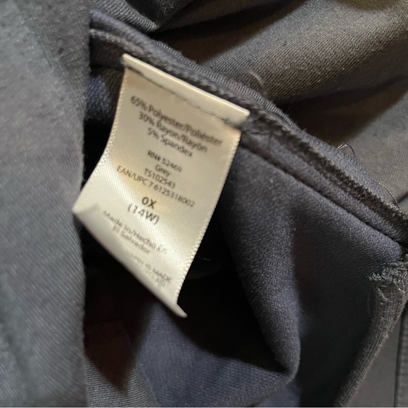 Terra & Sky slate gray scoop neck top 0X (14W) - Picture 6 of 7